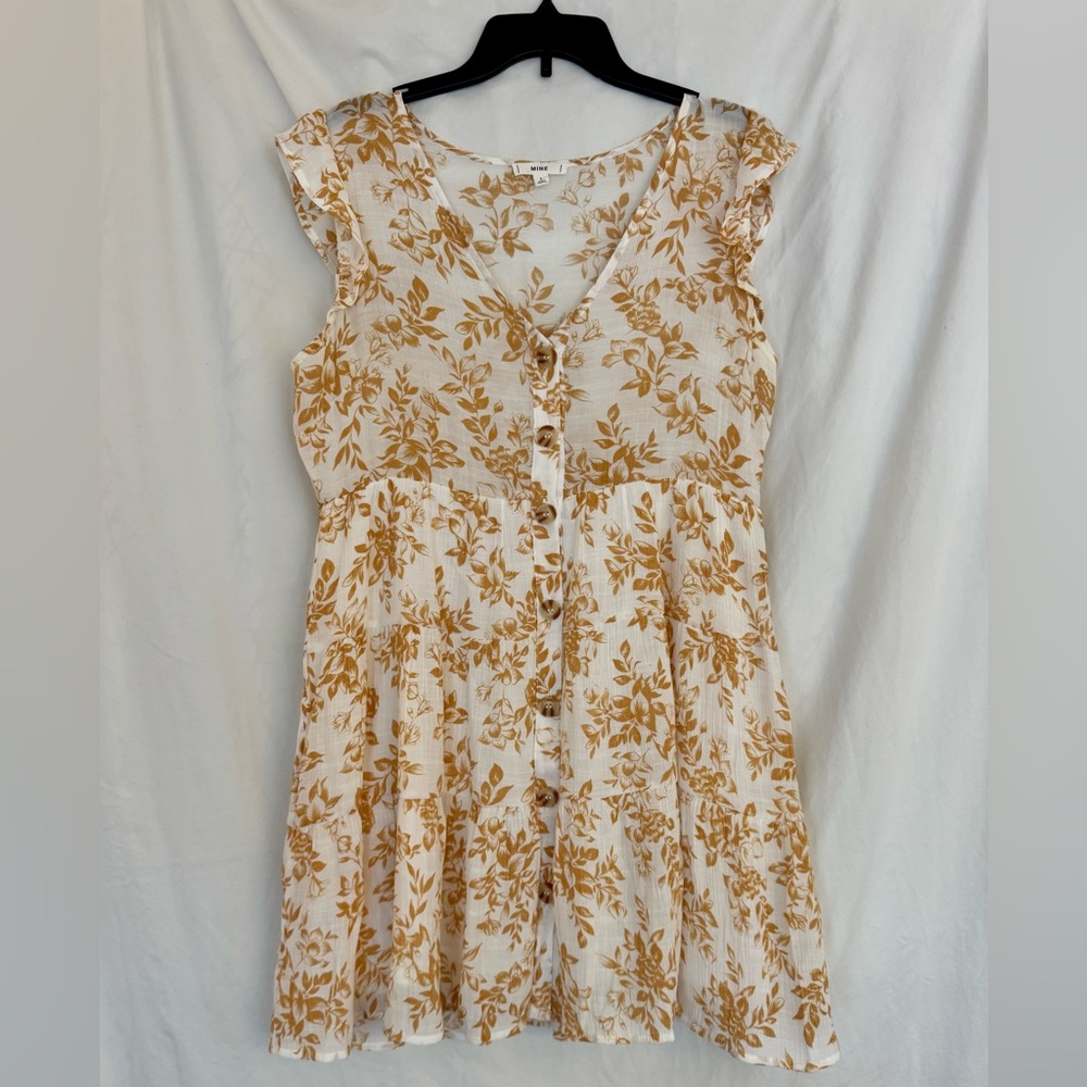 Yellow Cream Floral Button-Down Sundress